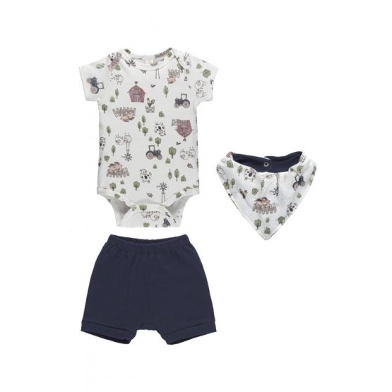 Conjunto infantil body, short e bandana Fazendinha – Up Baby