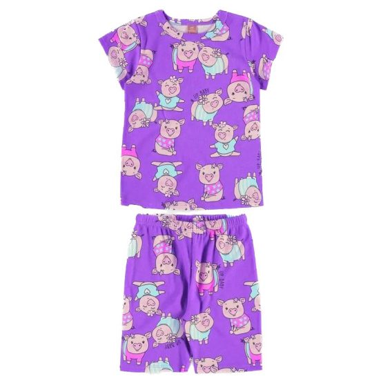 Pijama infantil curto Porquinha – Up Baby