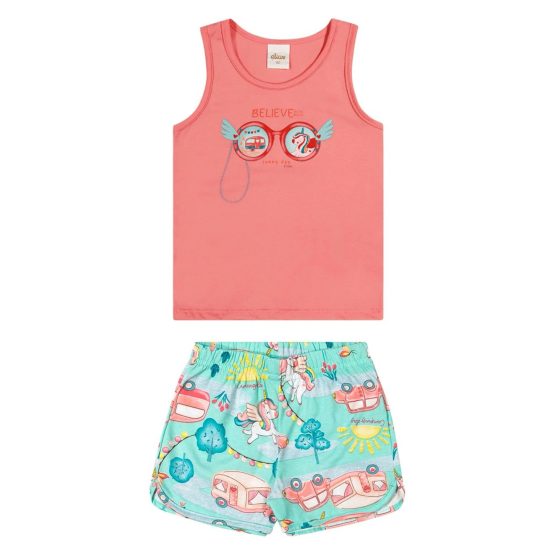 Conjunto infantil regata e short Unicórnio – Elian