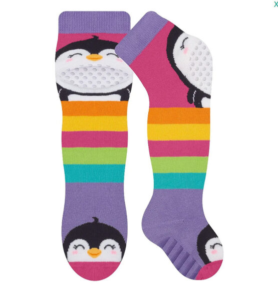 Meia com joelheira infantil Pinguim e Dinossauro