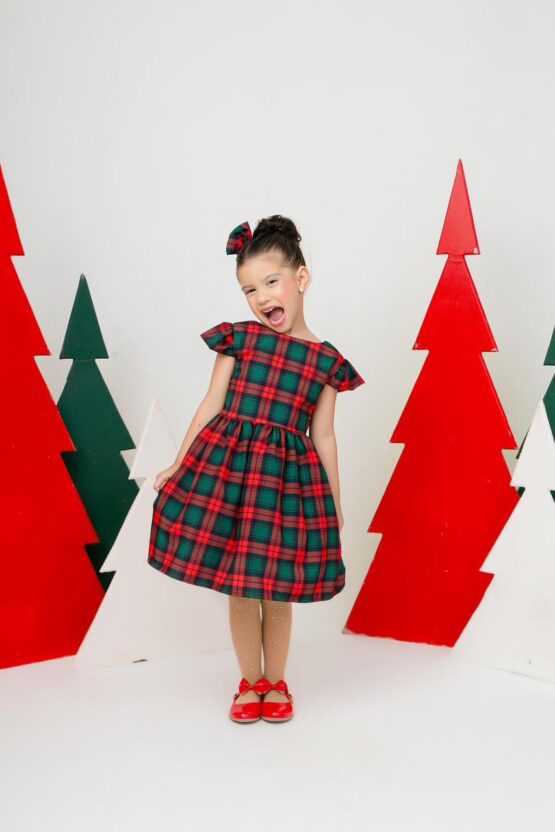Vestido infantil Xadrez