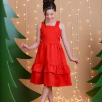 Vestido infantil liso Vermelho