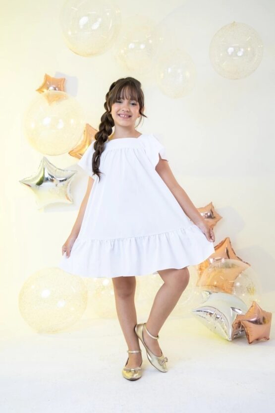Vestido infantil liso Branco