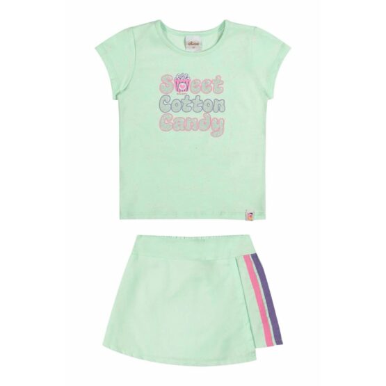 Conjunto infantil blusa e short/saia Sweet Candy – Elian