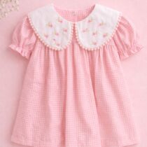 Vestido infantil com gola bordada Candy
