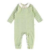 Macacão infantil com gola bordada Xadrez – Up Baby