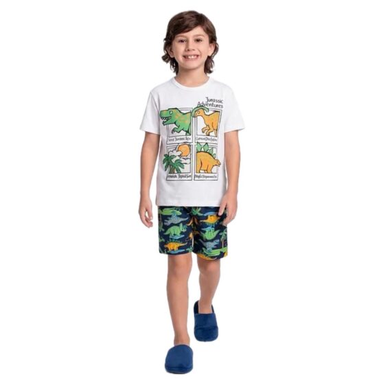 Pijama infantil curto Dinossauro – Fakini