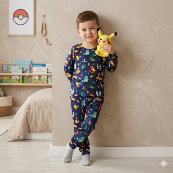 Pijama infantil longo Pokemon