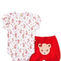 Conjunto infantil body e short Ursinha – Pingo Lelê
