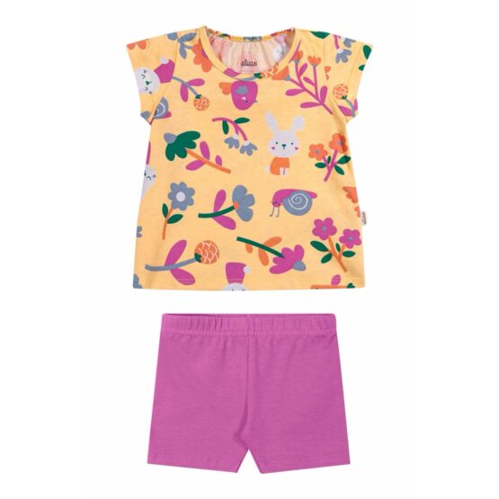 Conjunto infantil blusa e bermuda Bichinhos – Elian